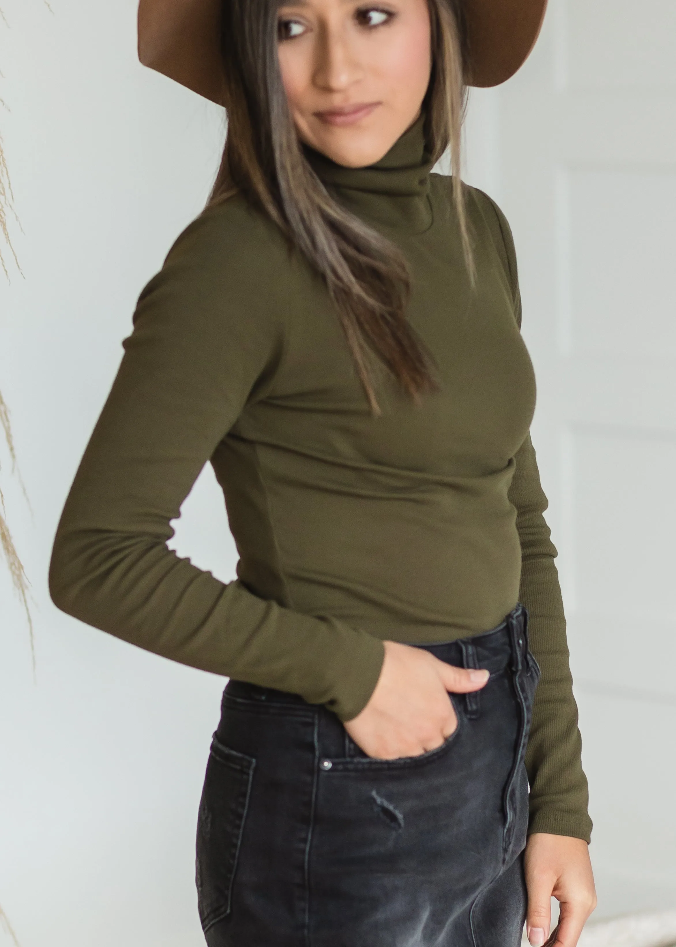 Olive Long Sleeve Turtleneck Sweater