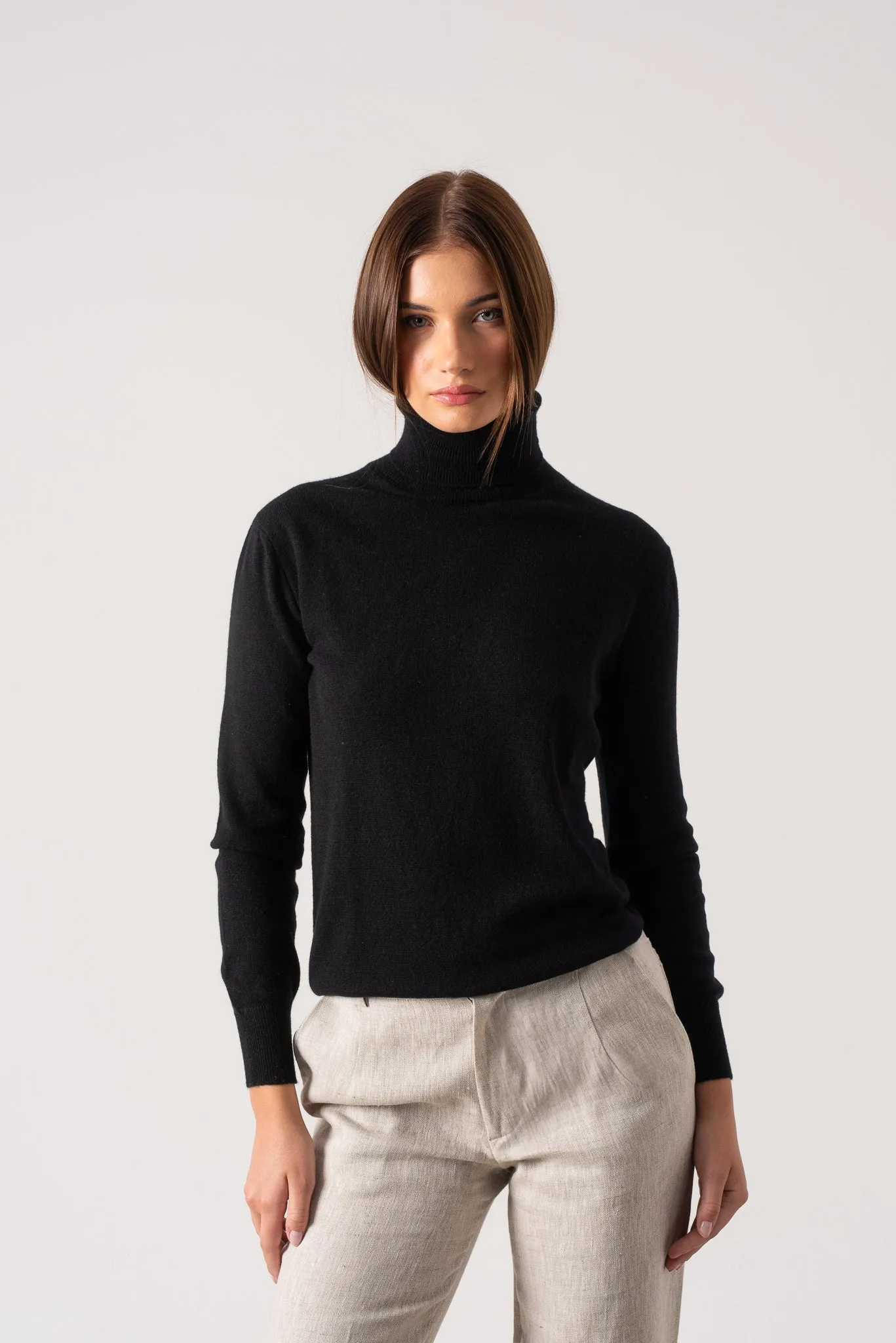 Ombra 100% Cashmere Turtleneck Sweater Black