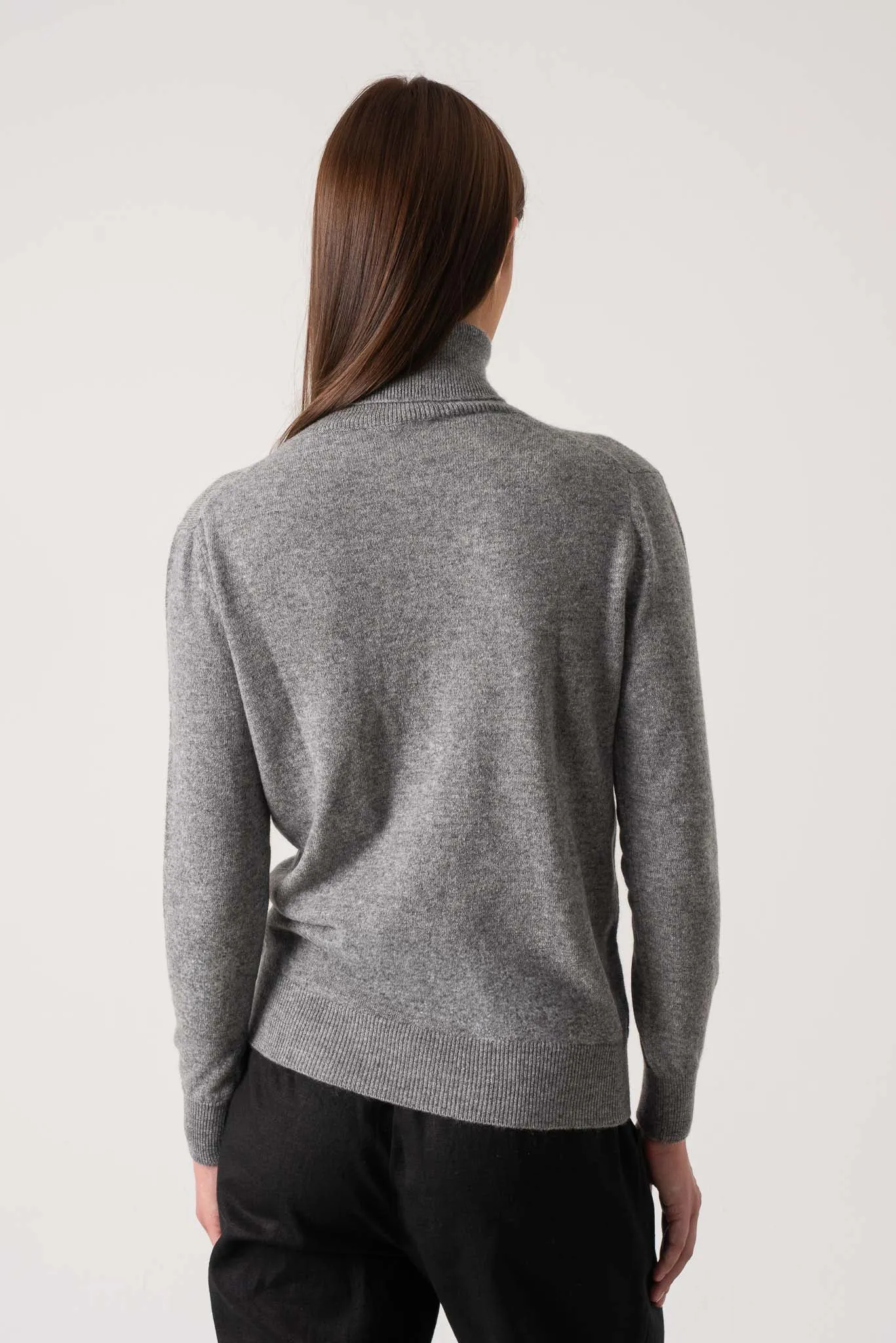 Ombra 100% Cashmere Turtleneck Sweater Mélange Grey