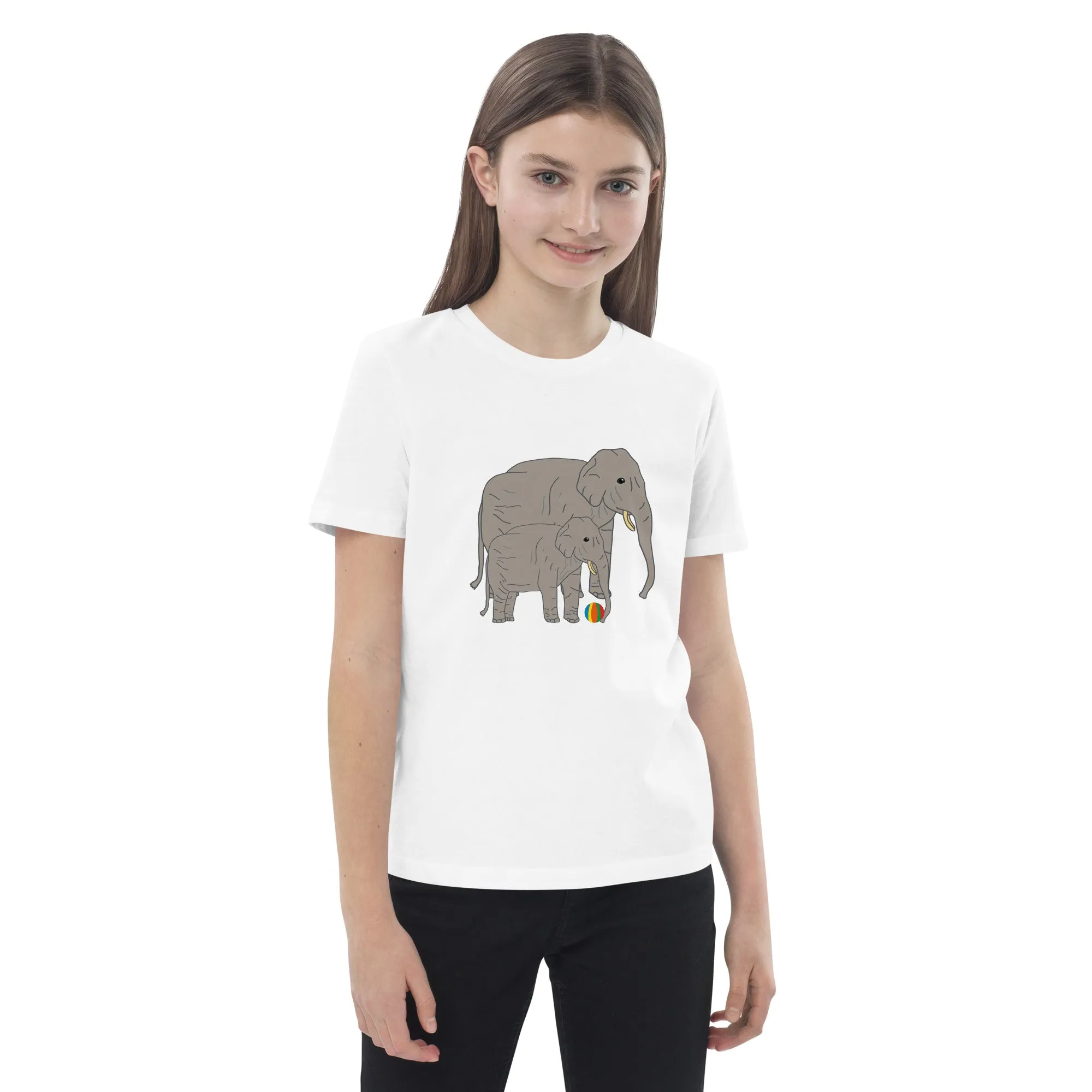 Organic Cotton Kids T-Shirt - Playful Elephant Design