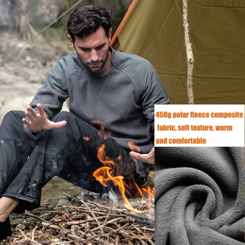 Outdoor Army Fan Men's Thickened Polar Fleece Crew Neck Jacket