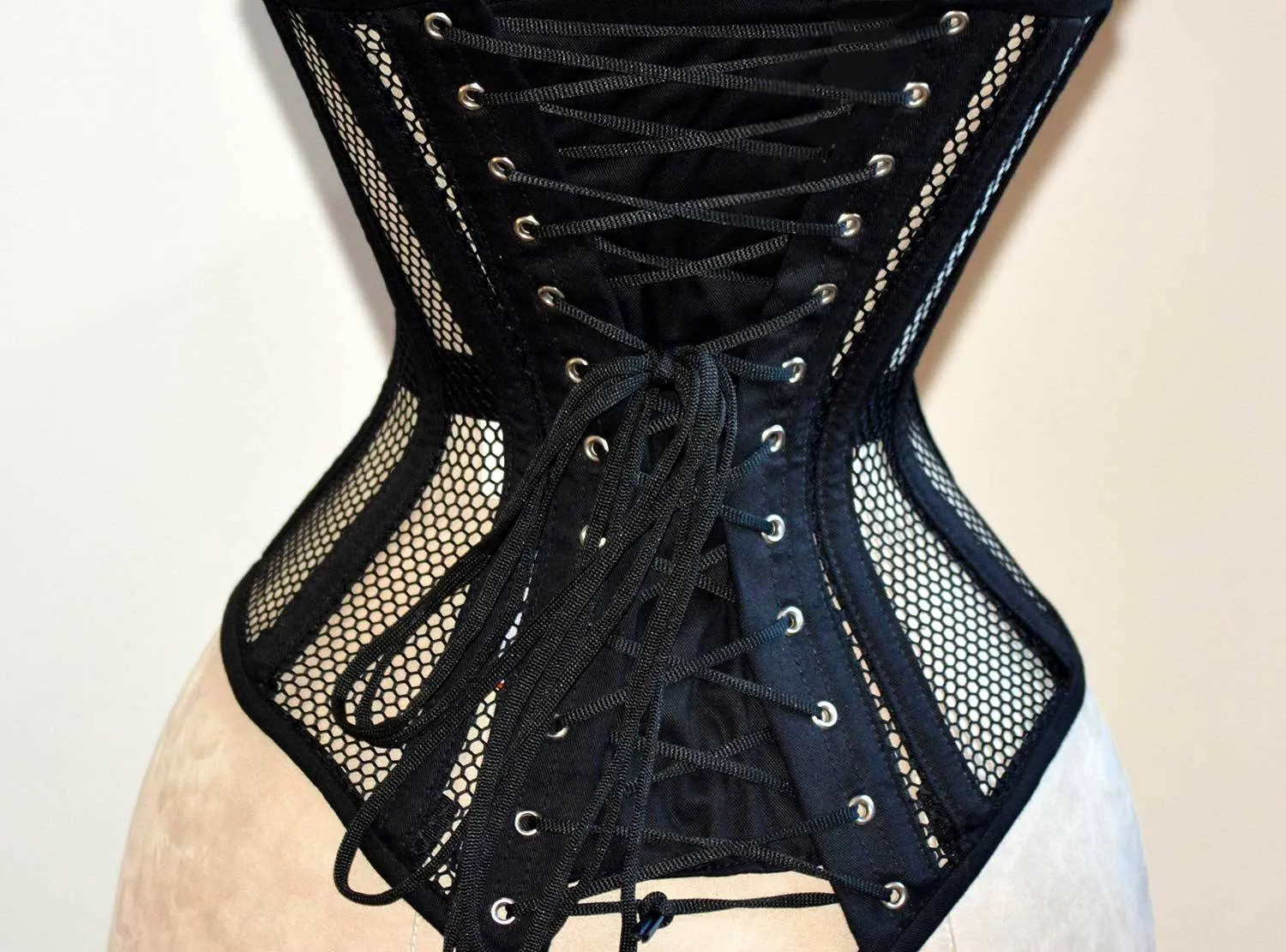 Overbust mesh authentic corset with cups. Gothic Victorian, steampunk affordable, plus size