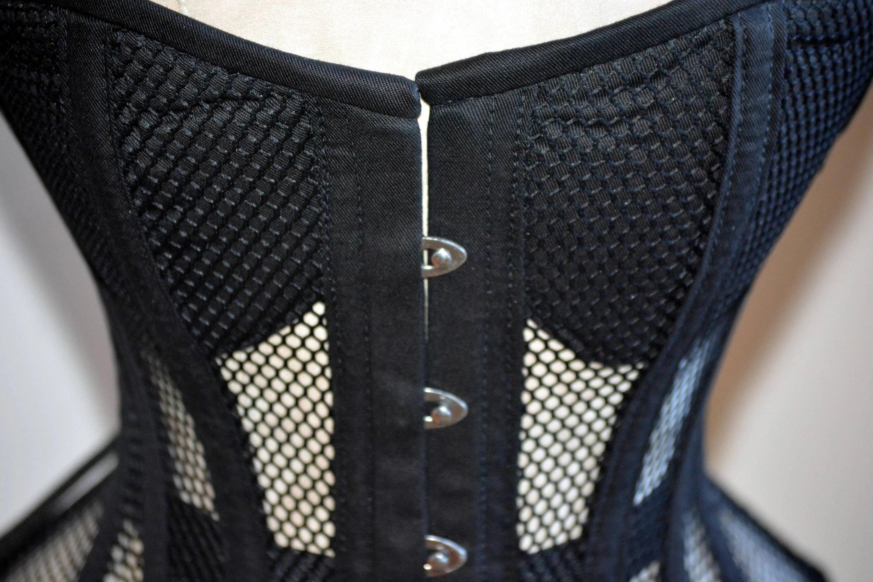 Overbust mesh authentic corset with cups. Gothic Victorian, steampunk affordable, plus size