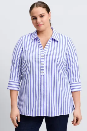 Pamela Plus Essential Stretch No Iron Stripe Shirt