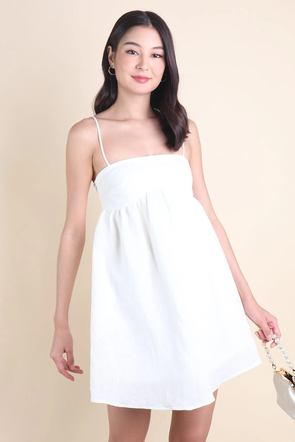 PICCO BABYDOLL TRAPEZE DRESS IN CREAMY WHITE