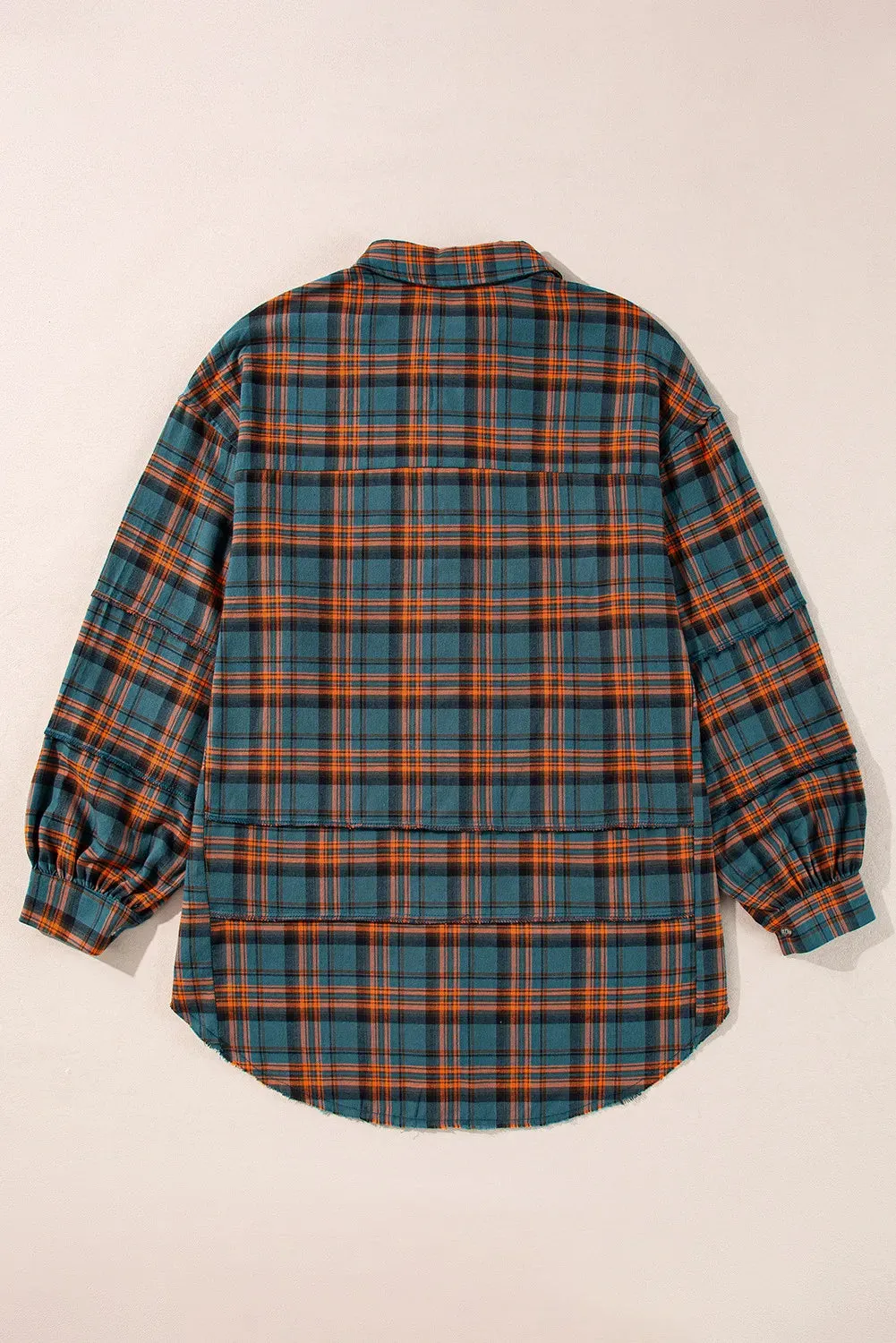 Plaid Collared Neck Long Sleeve Shirt