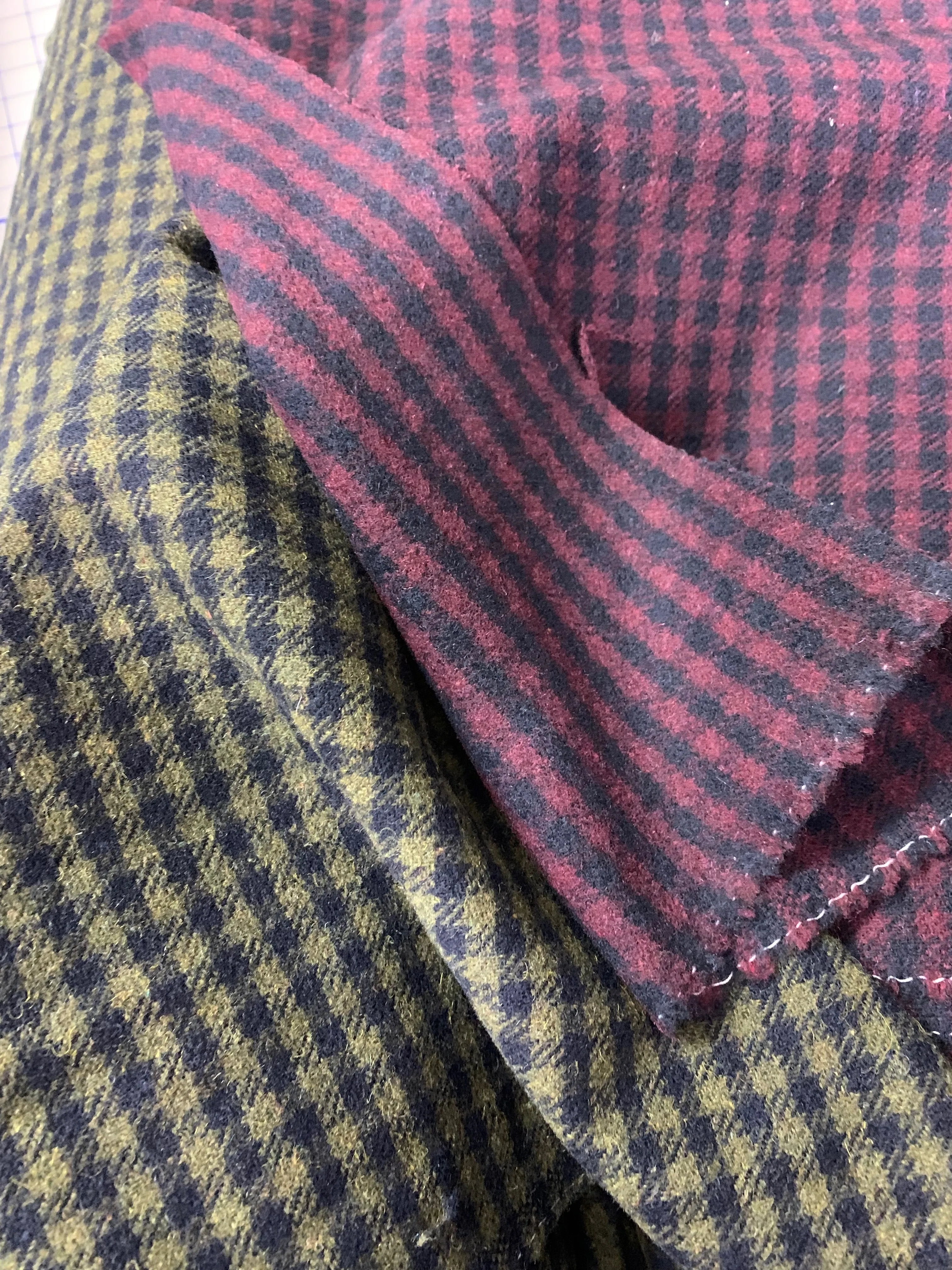 Plaid Melton -Moss checks