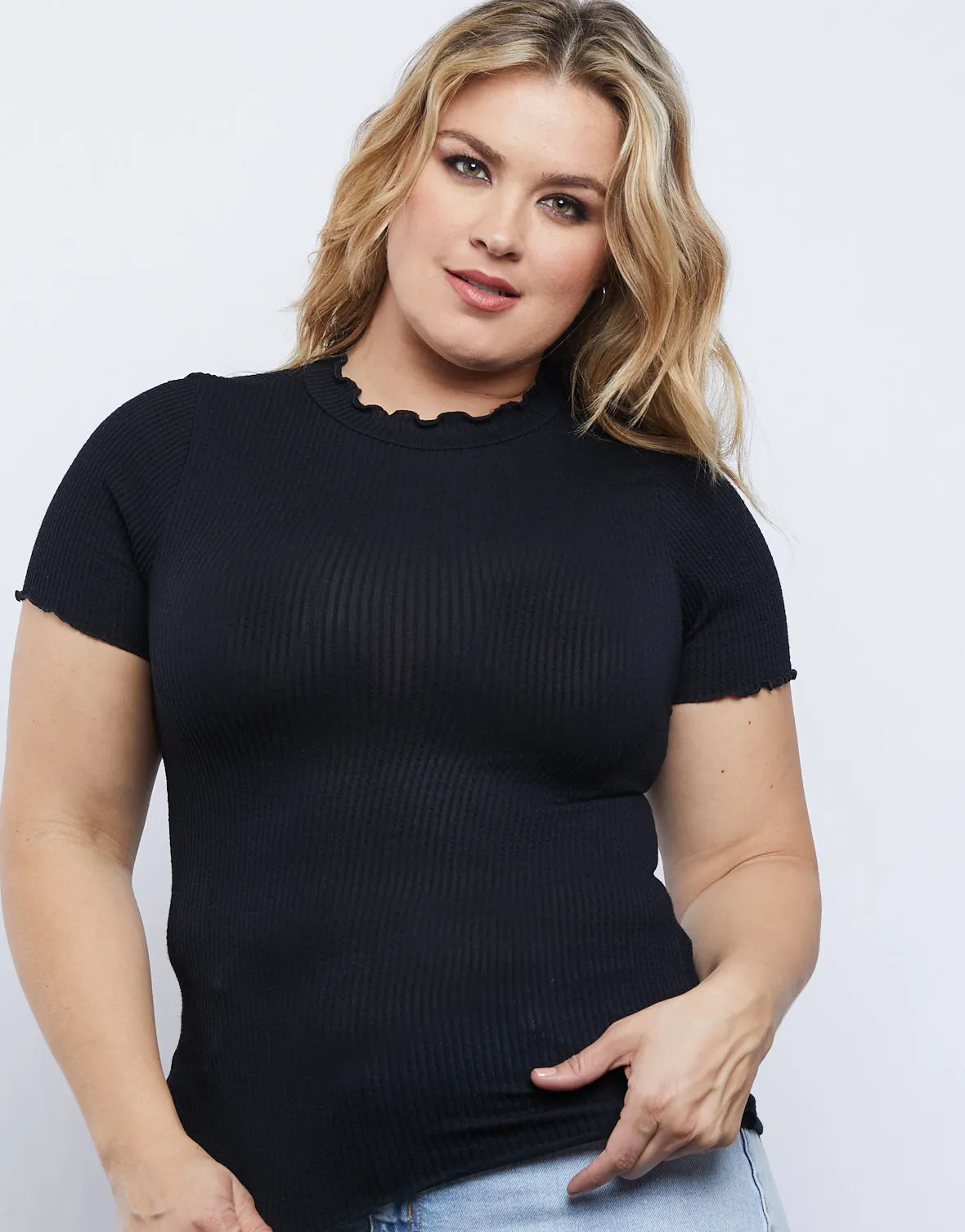 Plus Size Mock Neck Top