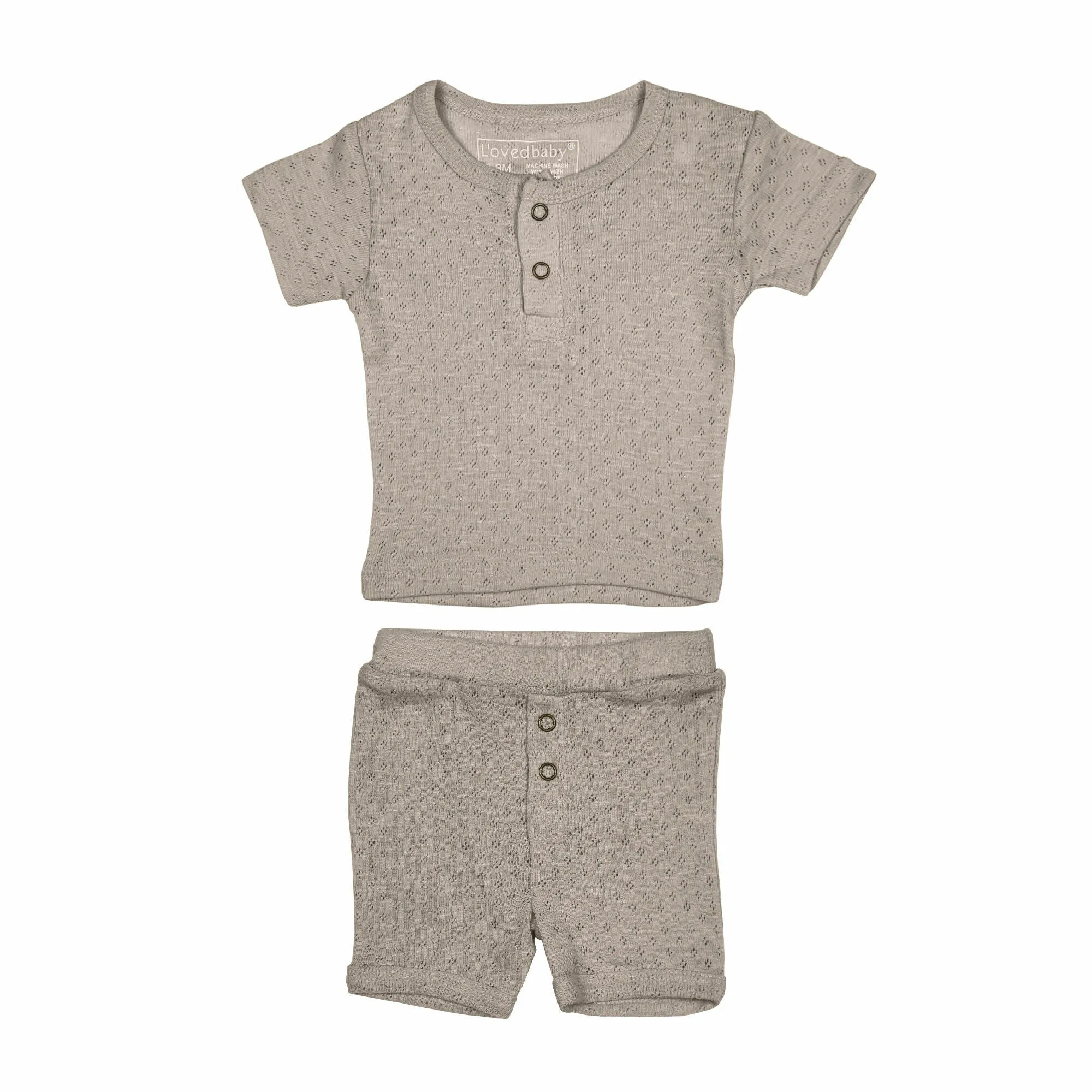 Pointelle Henley Tee   Short Set