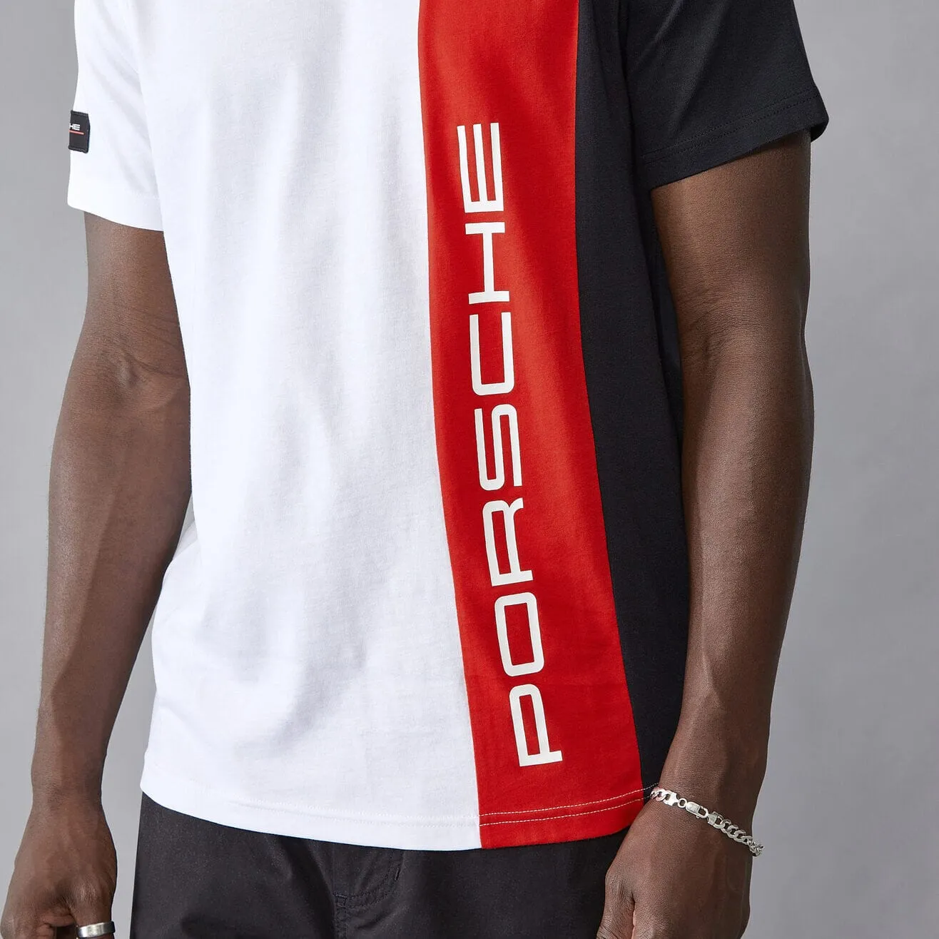 Porsche Motorsport Men's Stripe T-Shirt  - White/Black