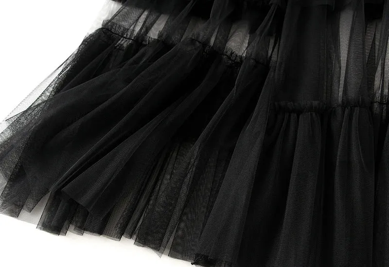 Pre Order:  Tiered Ruffles Mesh Midi Skirt