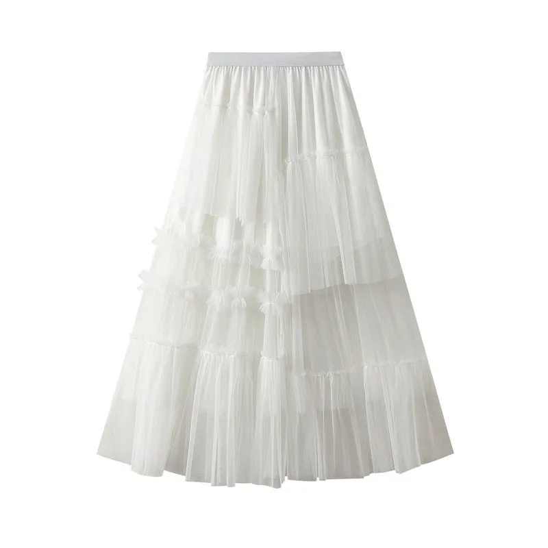 Pre Order:  Tiered Ruffles Mesh Midi Skirt