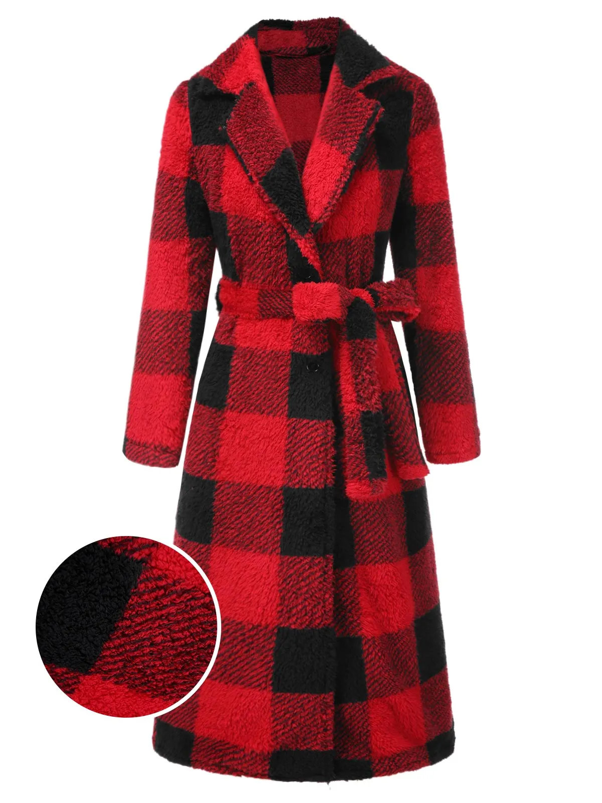 [Pre-Sale] 1970s Red And Black Check Lapel Coat