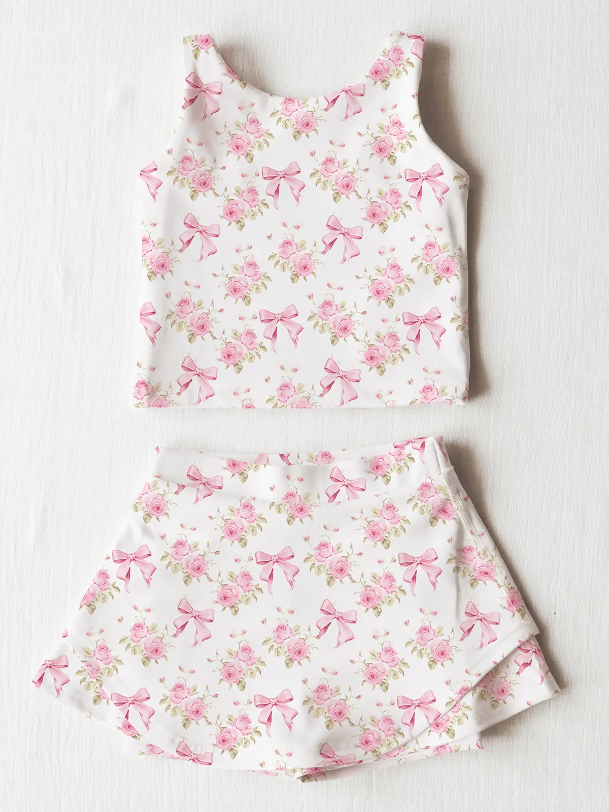 [Pre Sale] Whimsical & Wild Ribbons & Roses - Girls Active Skort Set (EST SHIP LATE MARCH)