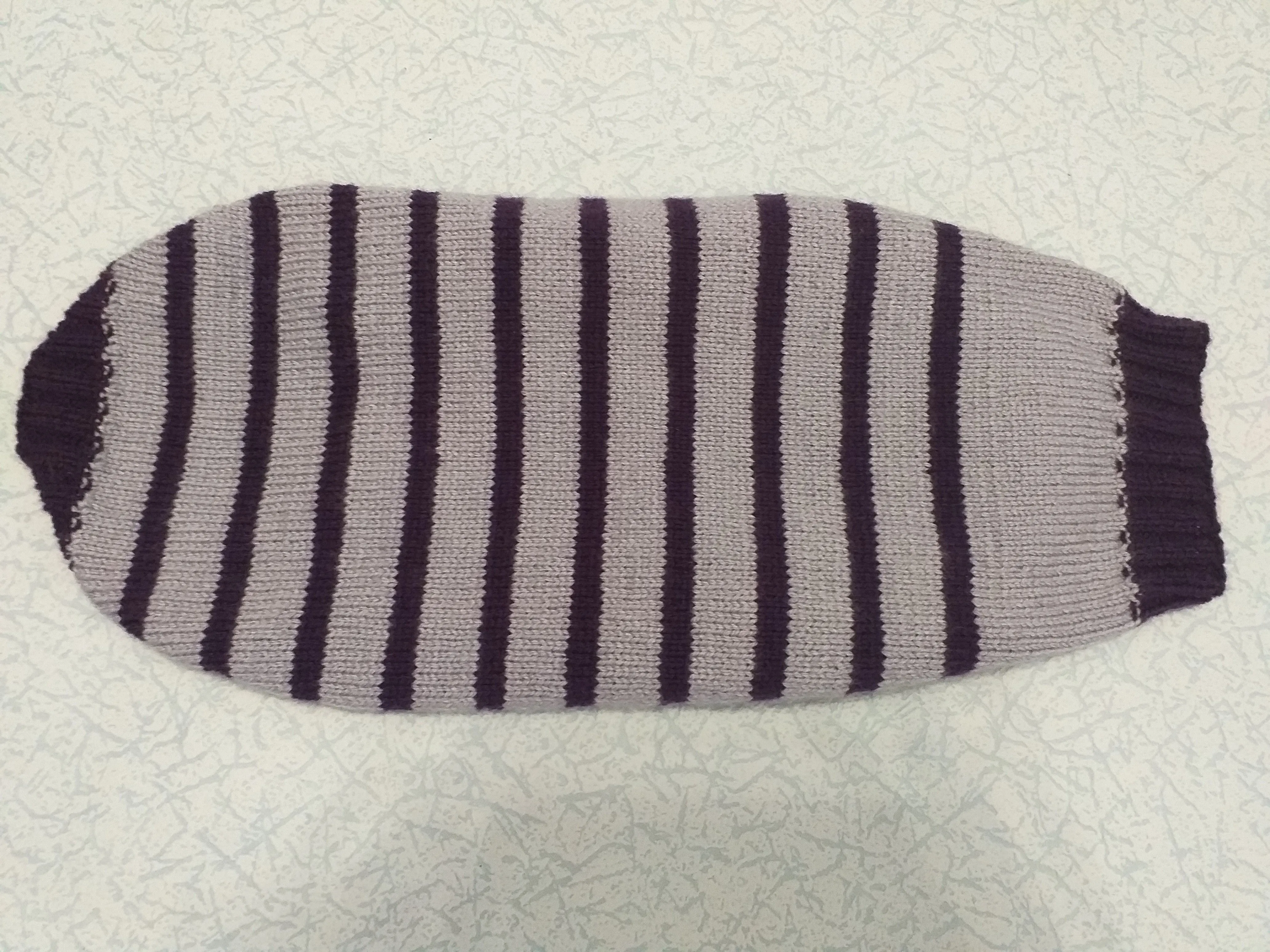 Purple striped knitted bow sweater for dachshund or small dog