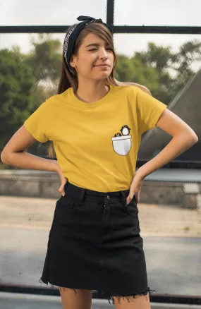 "CUTE PINGU"- HALF-SLEEVE POCKET DESIGN T-SHIRT'S