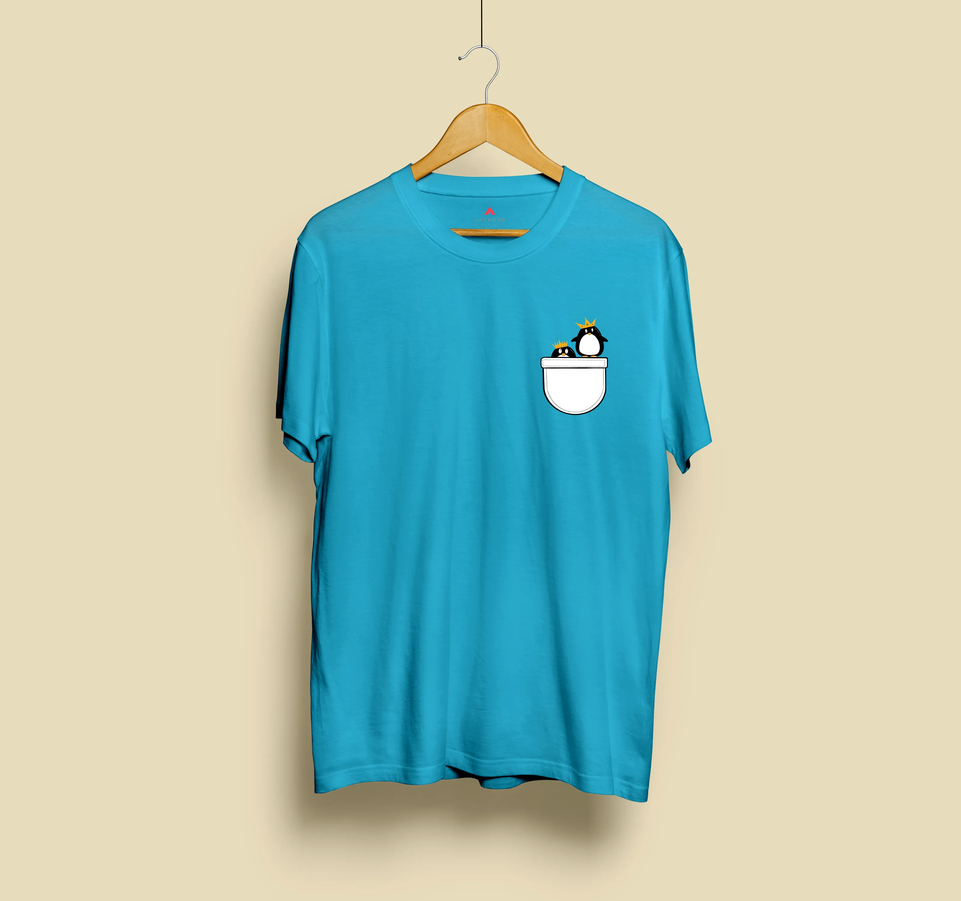 "CUTE PINGU"- HALF-SLEEVE POCKET DESIGN T-SHIRT'S