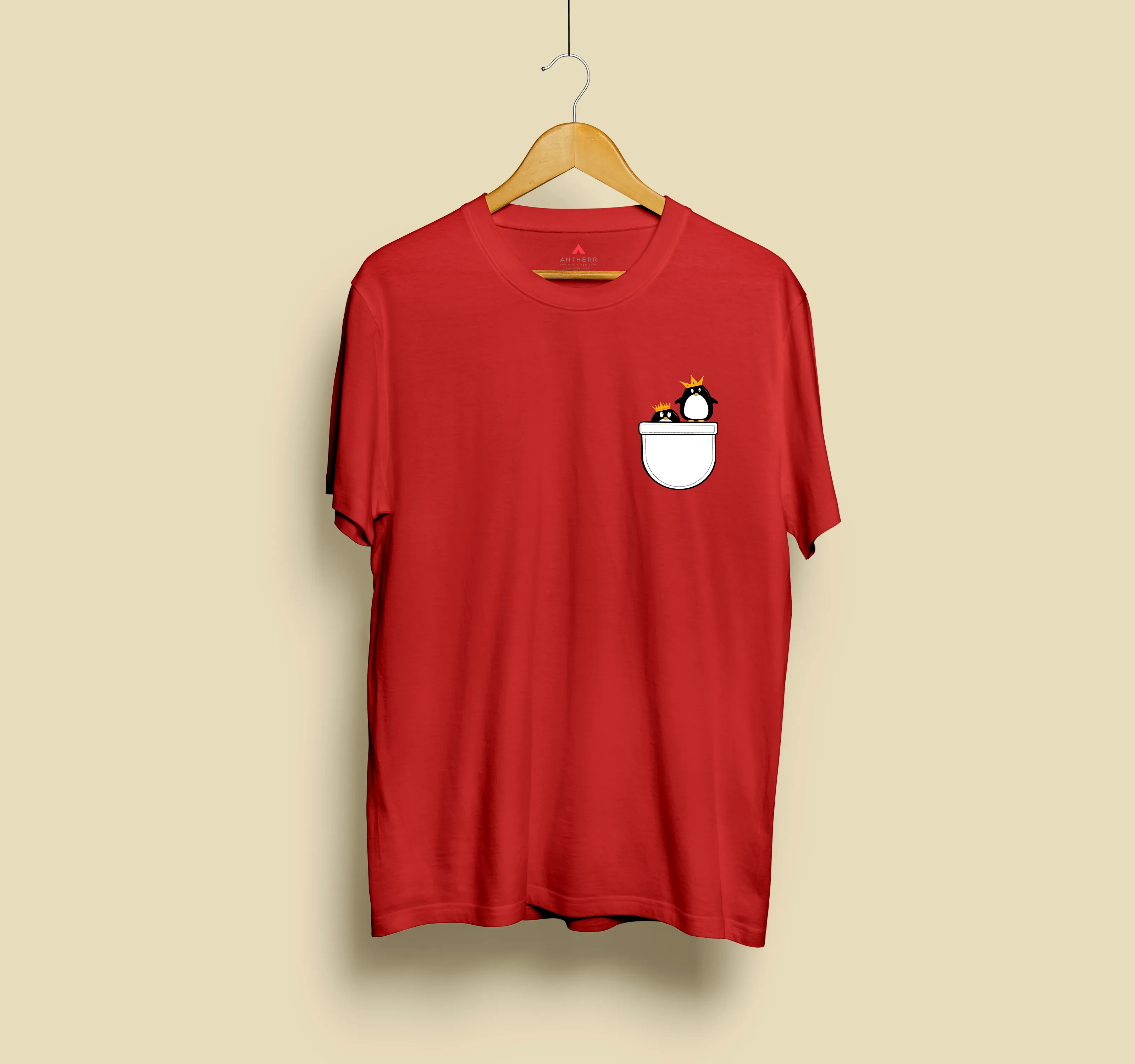 "CUTE PINGU"- HALF-SLEEVE POCKET DESIGN T-SHIRT'S