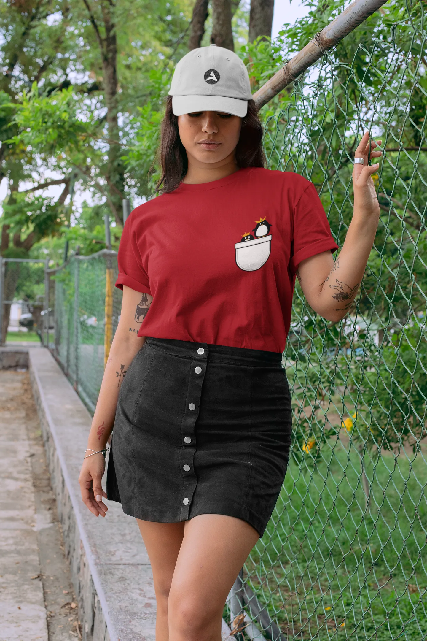 "CUTE PINGU"- HALF-SLEEVE POCKET DESIGN T-SHIRT'S