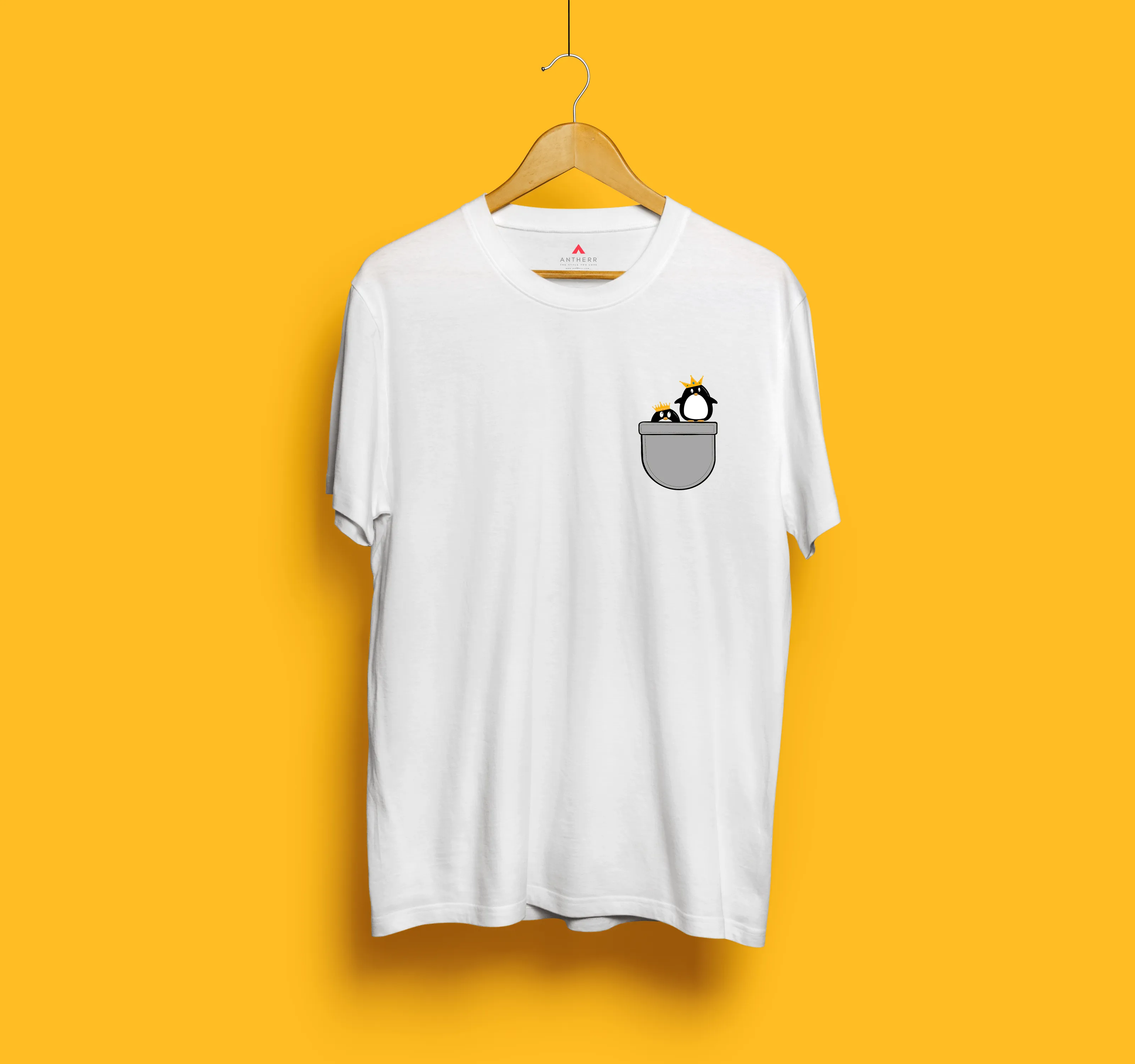 "CUTE PINGU"- HALF-SLEEVE POCKET DESIGN T-SHIRT'S