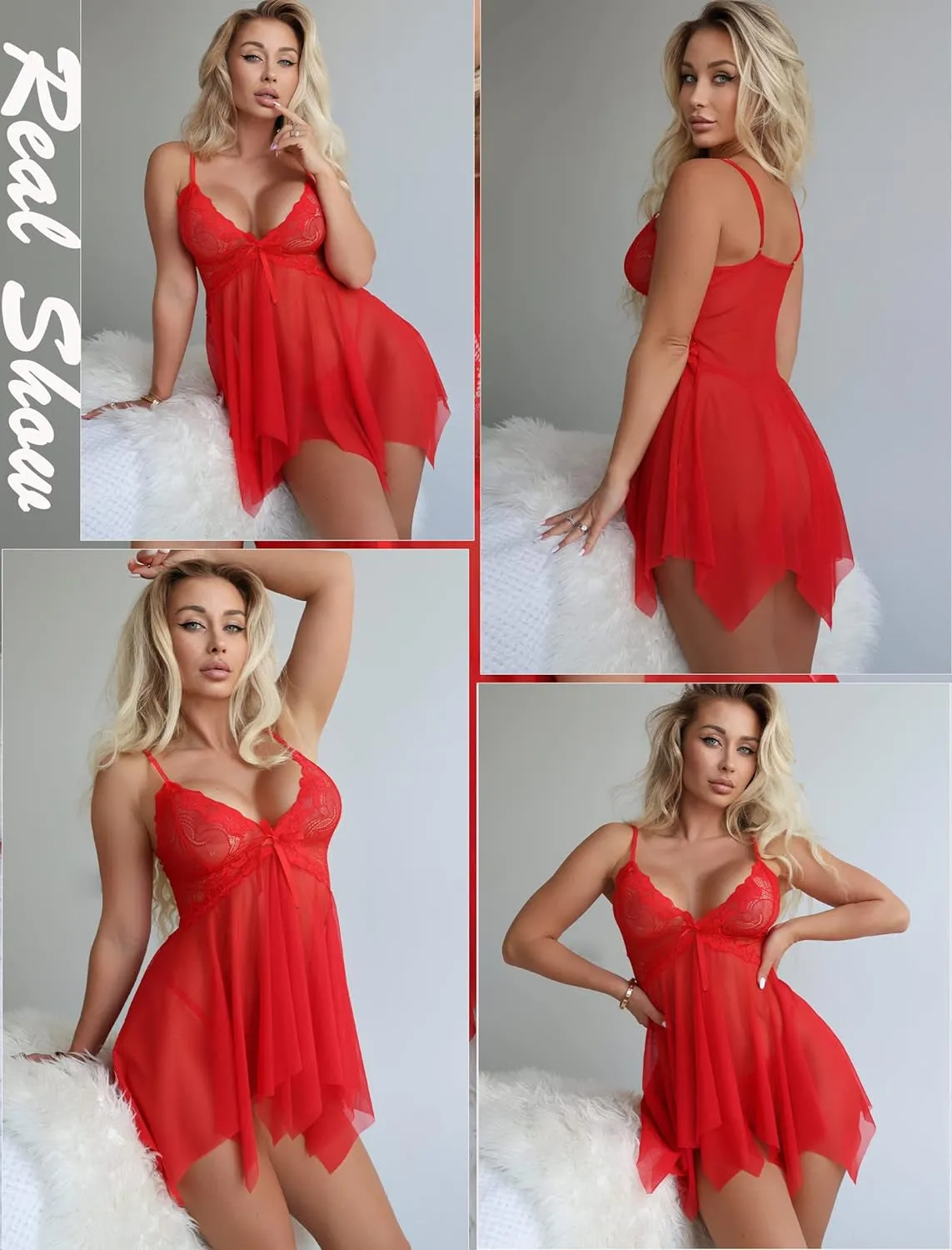 "Sexy Lace Babydoll Lingerie Set - Plus Size XS-5XL"