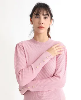 Rareism Women Fischer Pink Viscose Fabric Full Sleeves Knee Length Regular Fit Solid High Neck Sweater