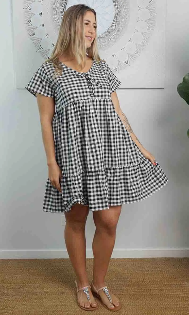 Rayon Dress Kiki Gingham, More Colours