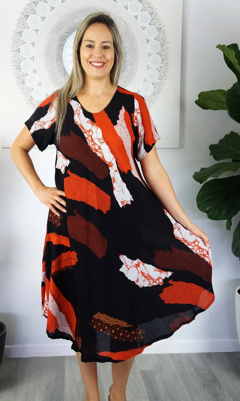 Rayon Dress Newport Abstract, More Colours