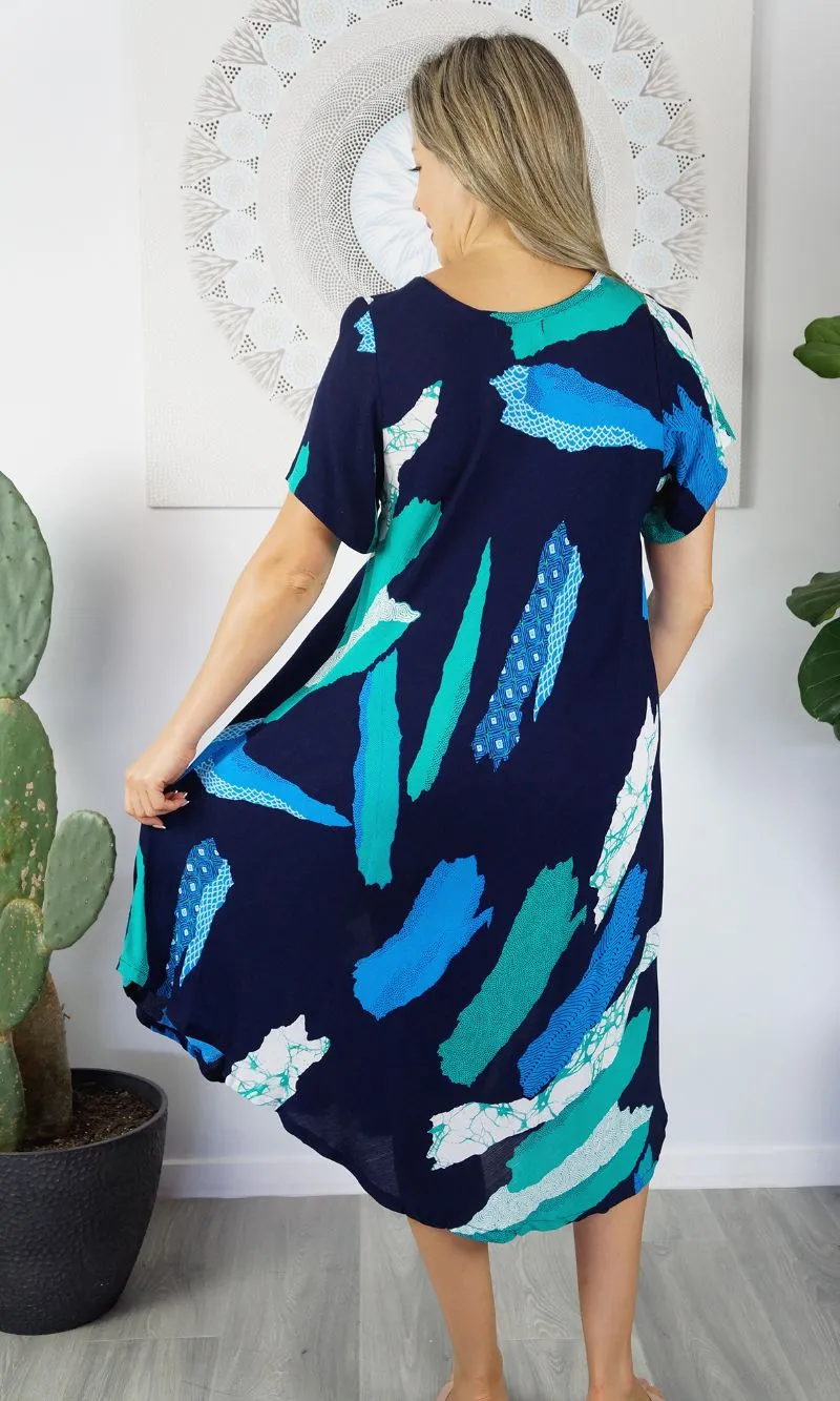 Rayon Dress Newport Abstract, More Colours