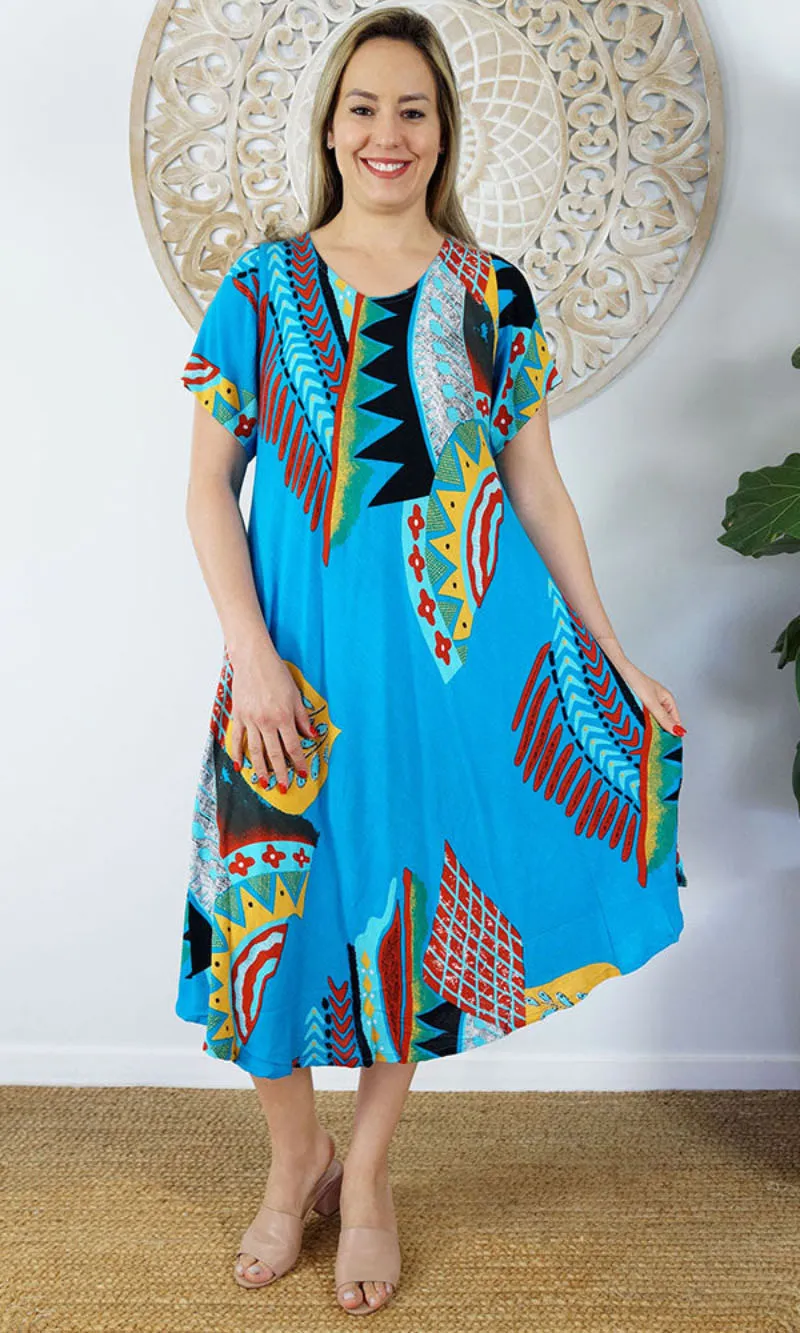 Rayon Dress Newport Aztec, More Colours