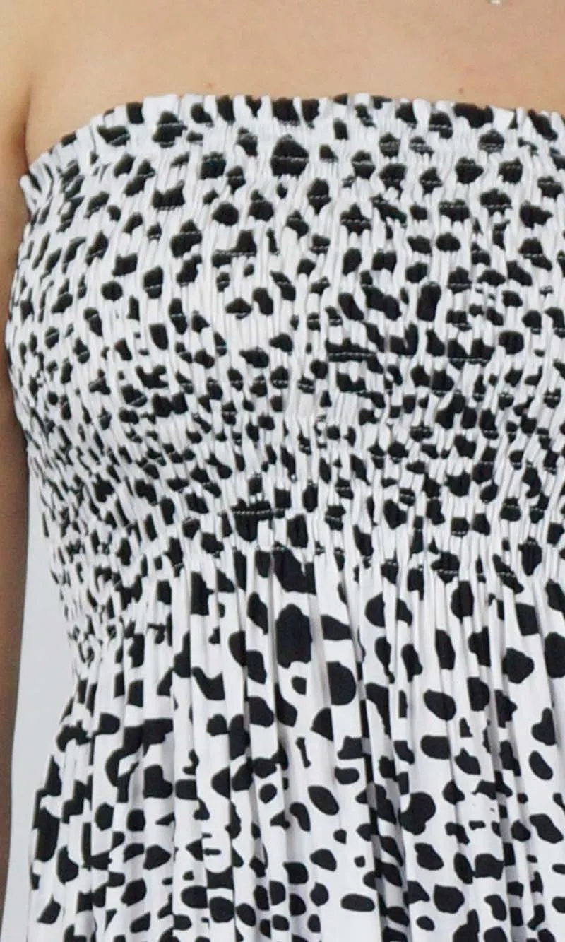 Rayon Dress Smock Spotty White/Black