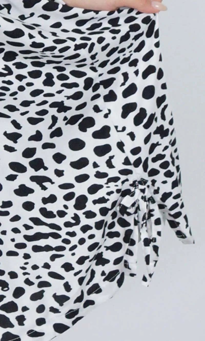 Rayon Dress Smock Spotty White/Black