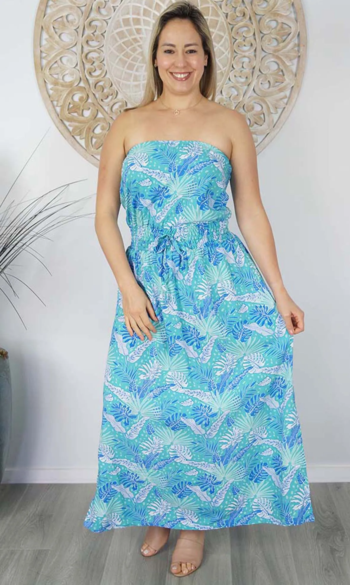 Rayon Dress Tube Tropical Leaves, More Colours