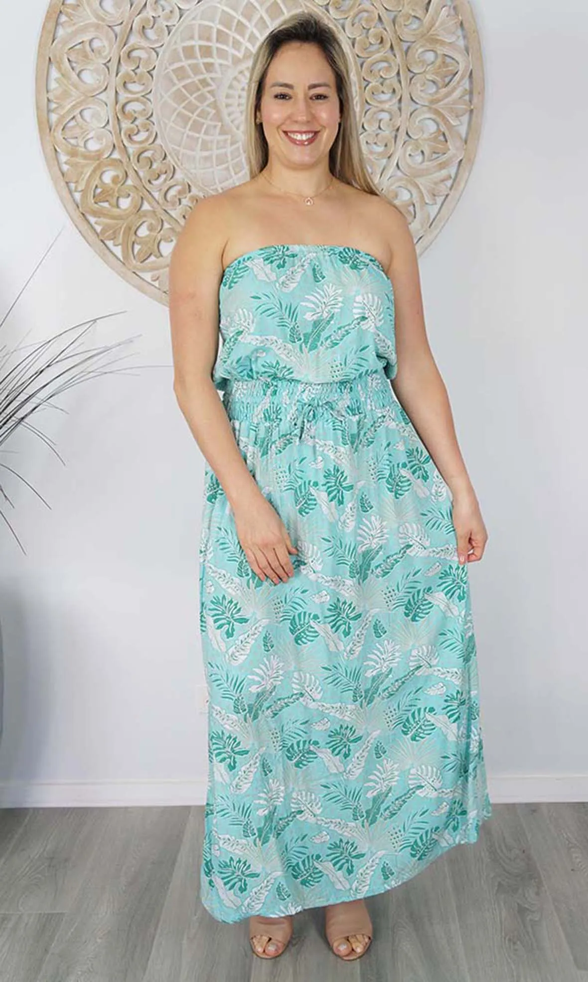 Rayon Dress Tube Tropical Leaves, More Colours