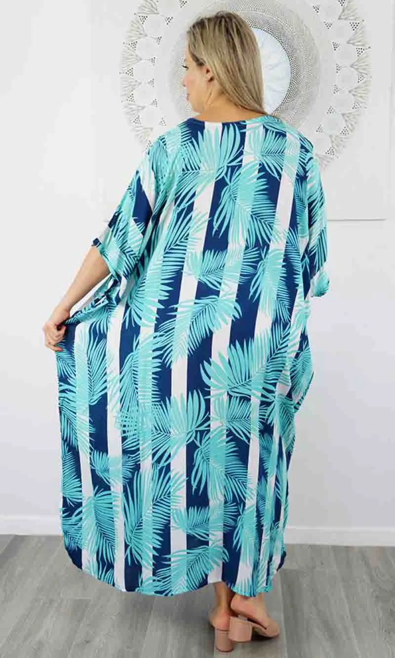 Rayon Kaftan Long Leaf Stripe, More Colours