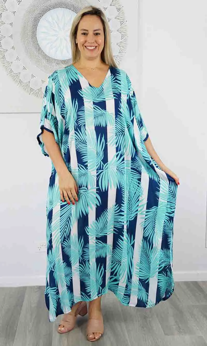 Rayon Kaftan Long Leaf Stripe, More Colours