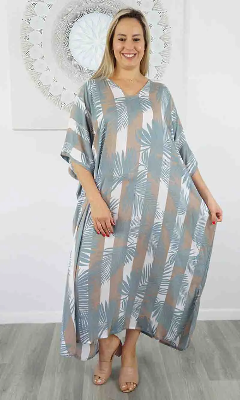 Rayon Kaftan Long Leaf Stripe, More Colours