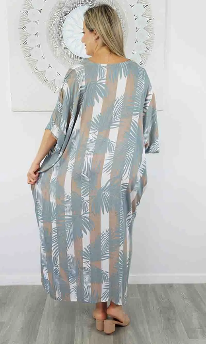 Rayon Kaftan Long Leaf Stripe, More Colours