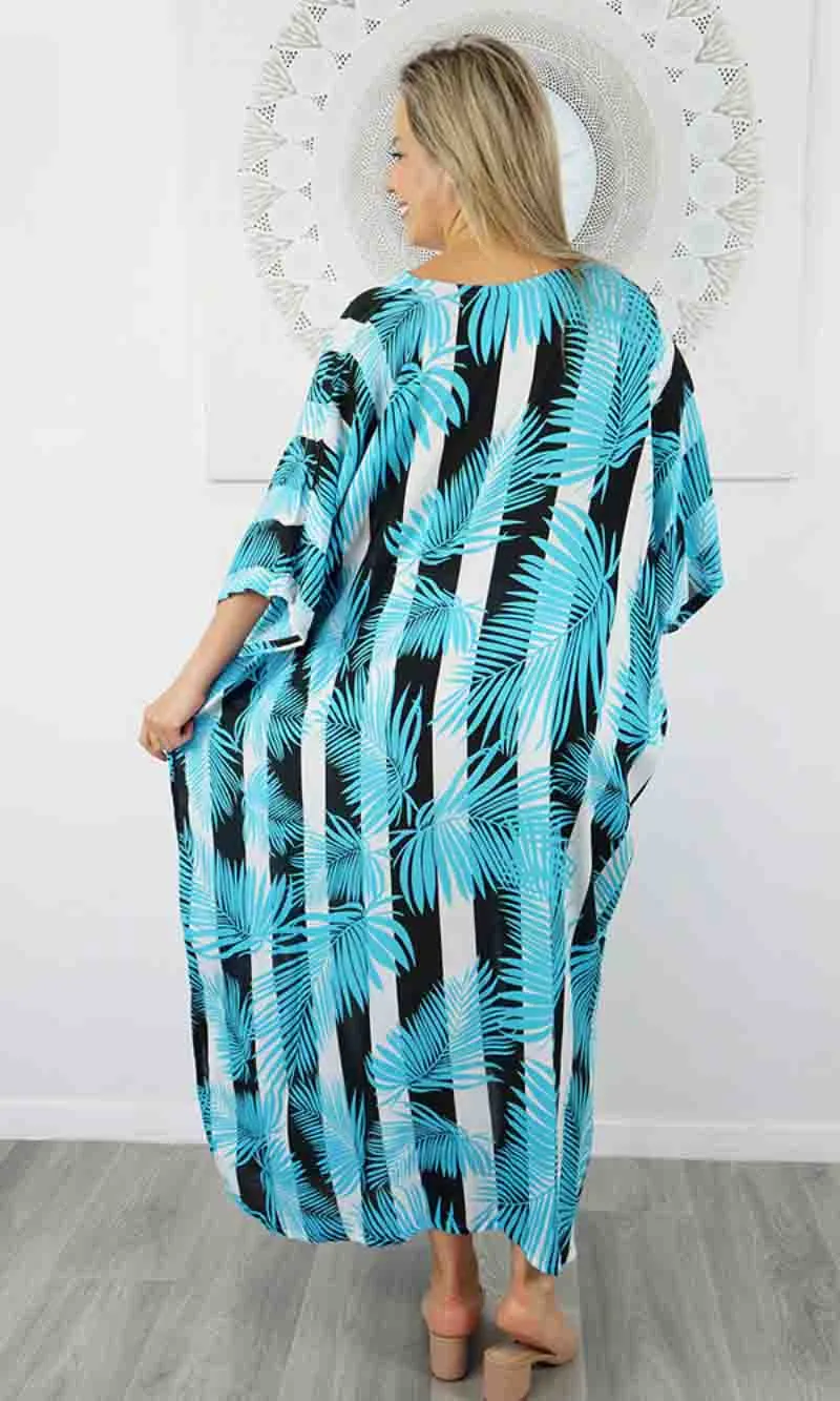 Rayon Kaftan Long Leaf Stripe, More Colours