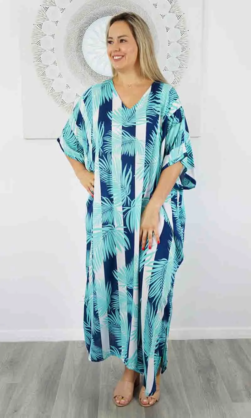 Rayon Kaftan Long Leaf Stripe, More Colours