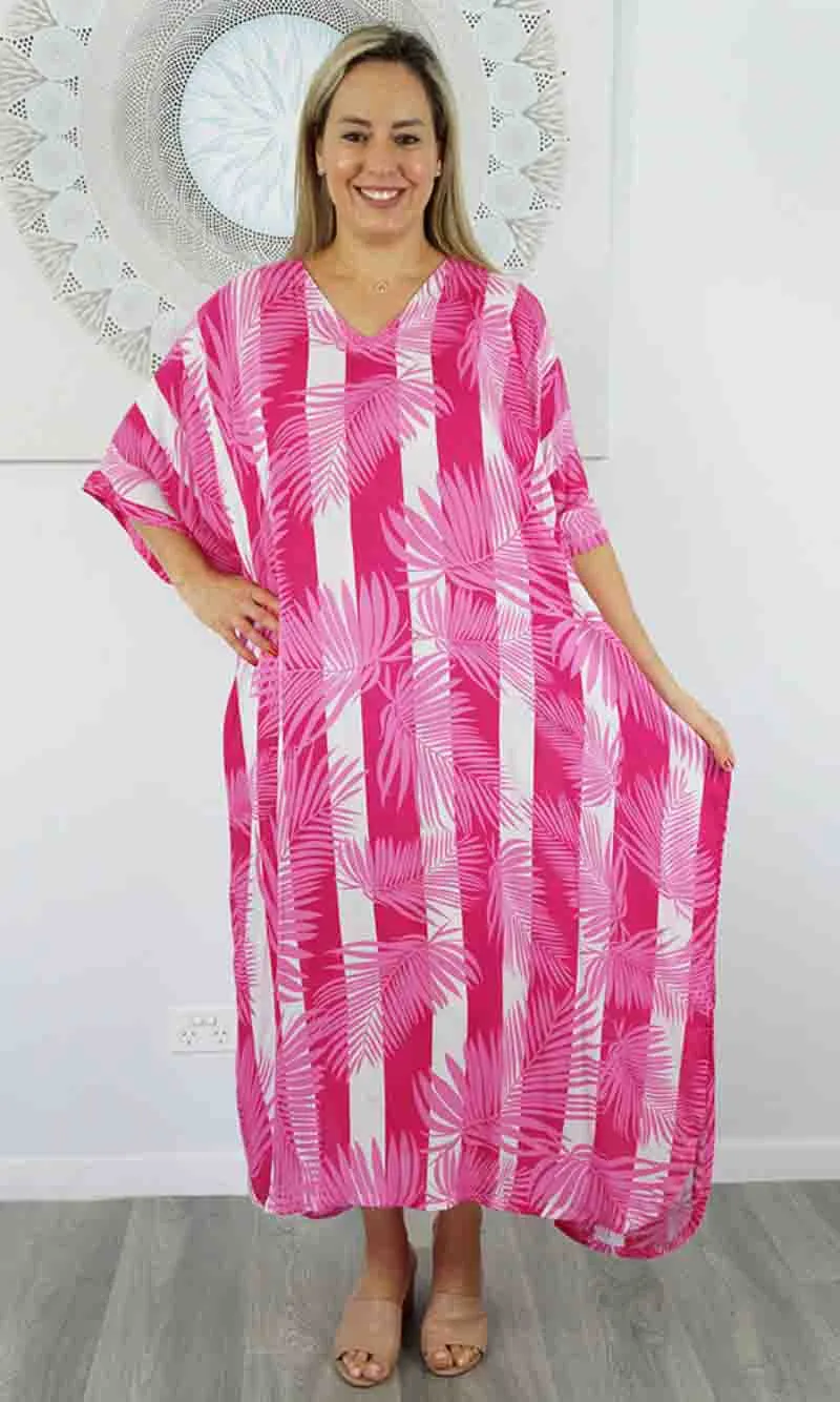 Rayon Kaftan Long Leaf Stripe, More Colours