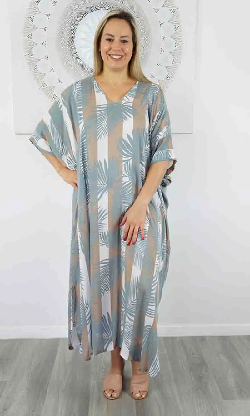 Rayon Kaftan Long Leaf Stripe, More Colours