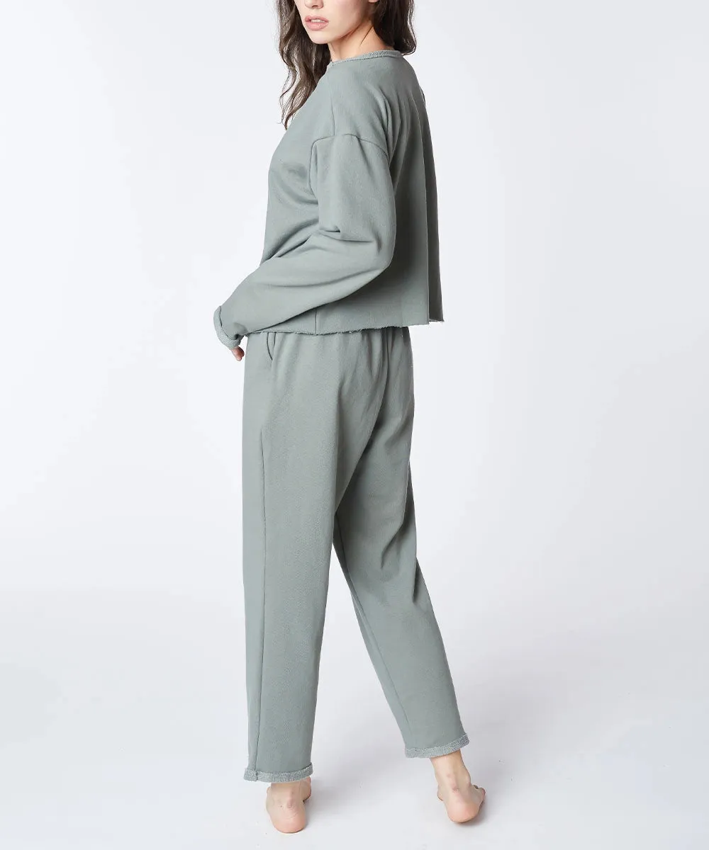 Recycled Cotton Garment Dyed Sweat Jogger Set 3/4 Length