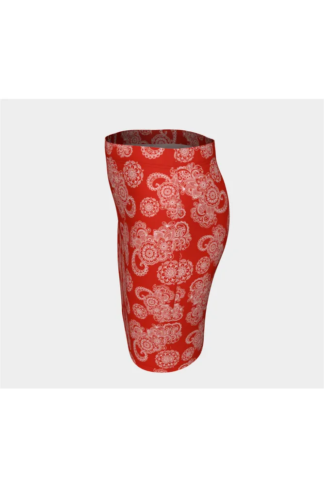 Red Paisley Fitted Skirt