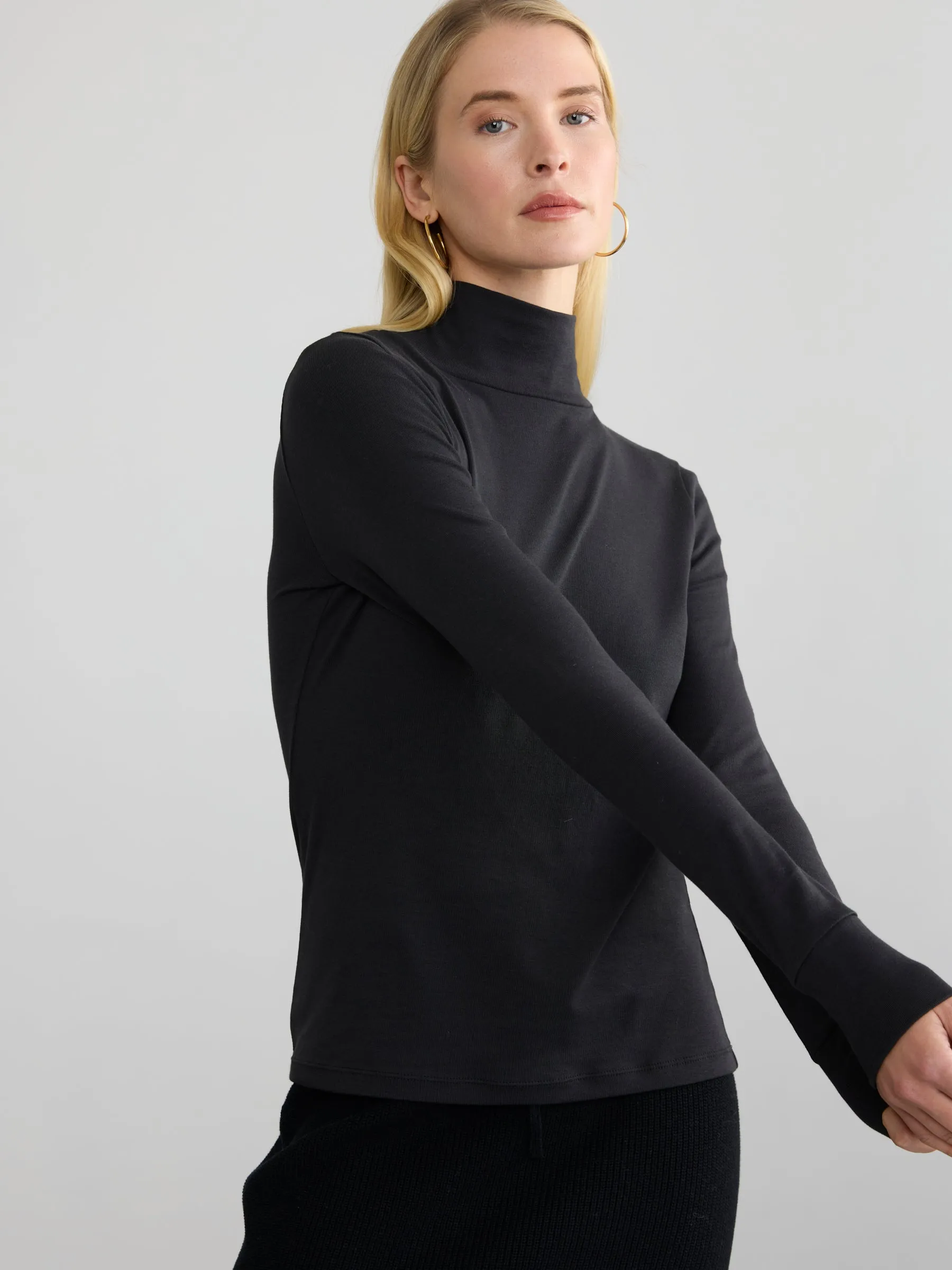 RIBBED COTTON L/S TURTLENECK