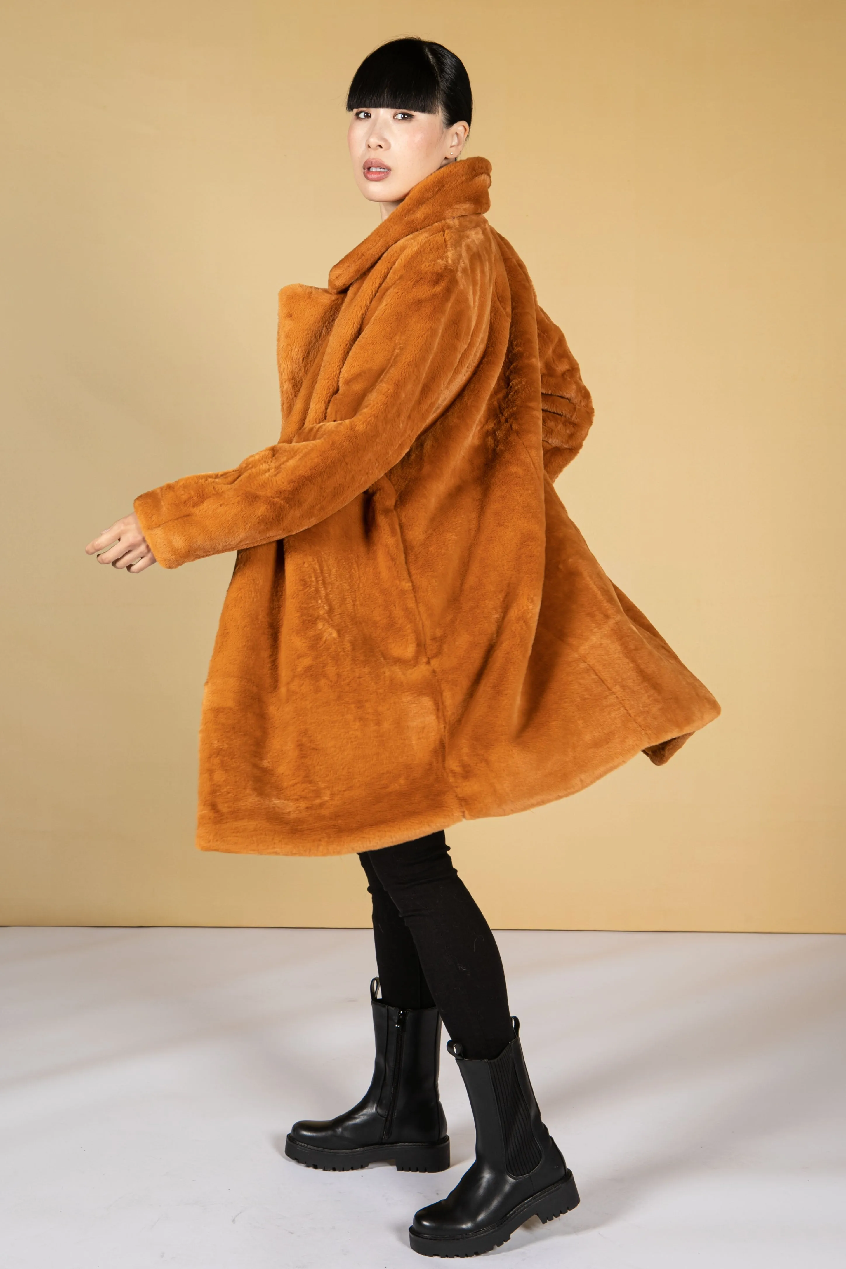 Rusted Faux Fur Coat