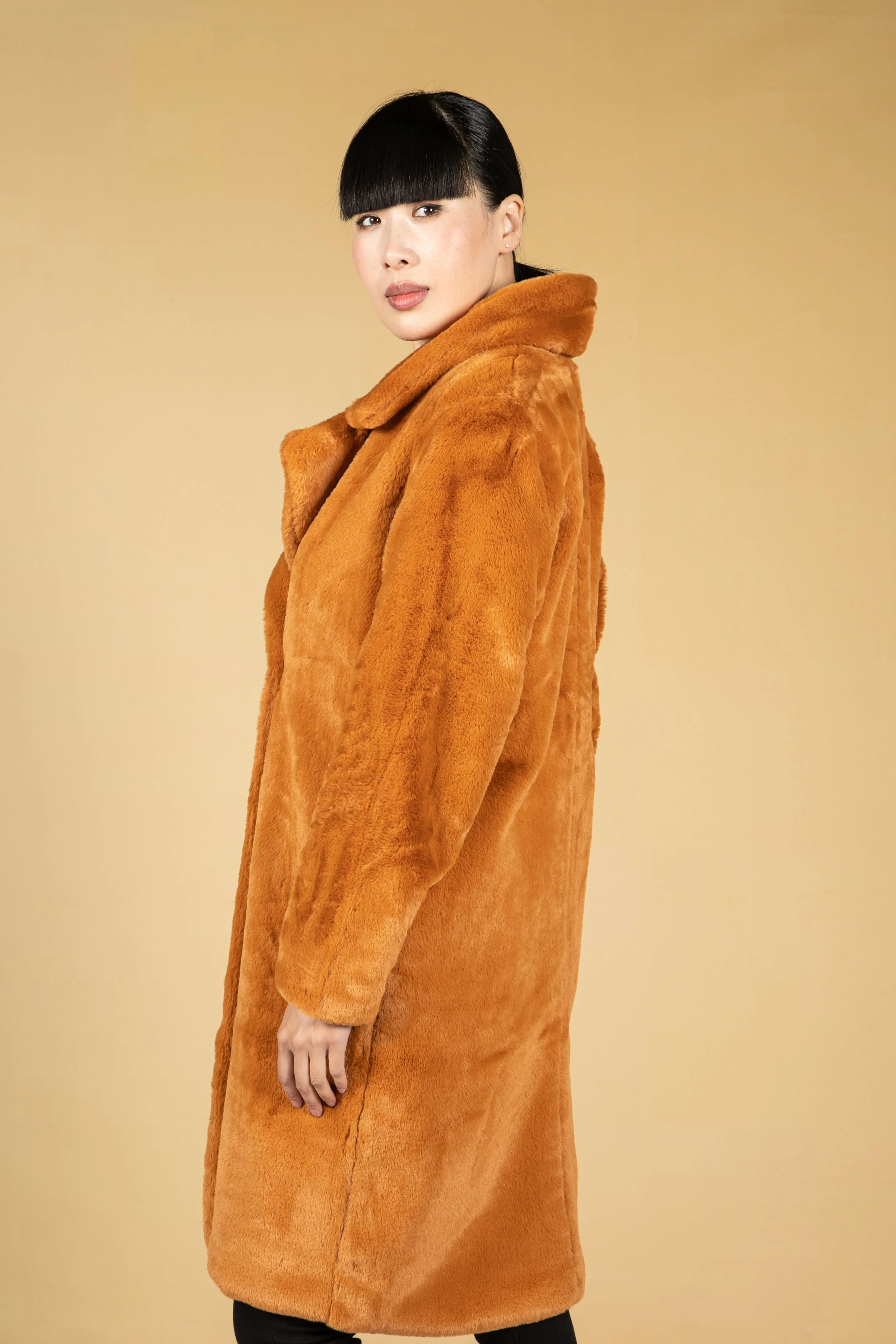 Rusted Faux Fur Coat