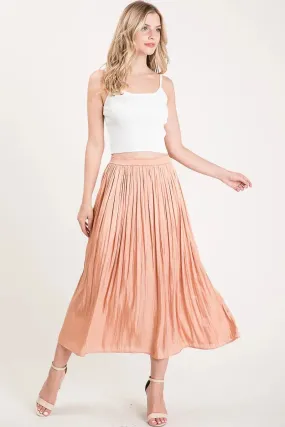 Satin High Waist Midi Skirt in Persimmon