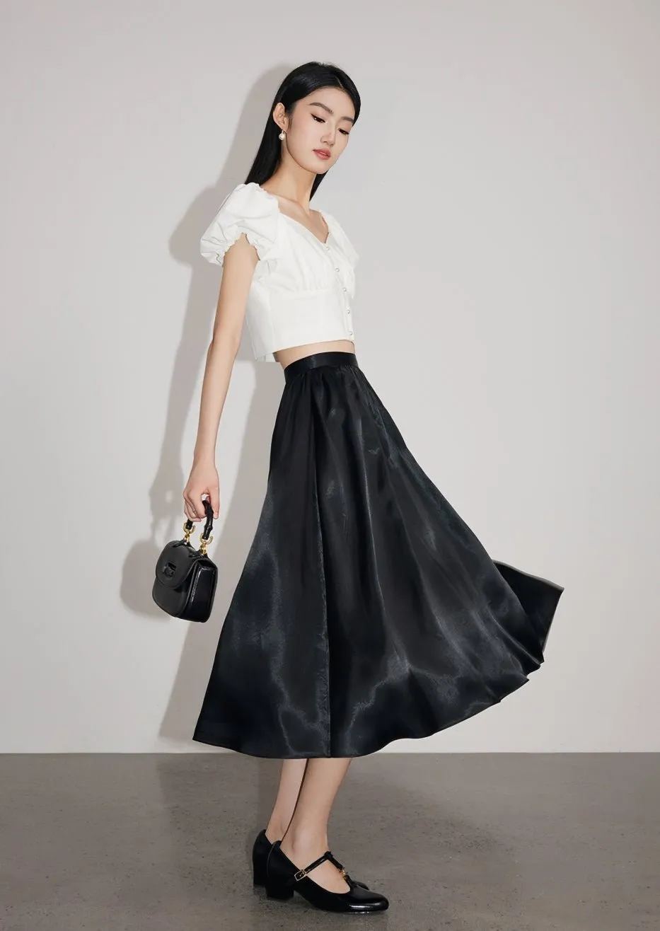 SATIN RETRO SLIM HIGH WAIST SKIRT