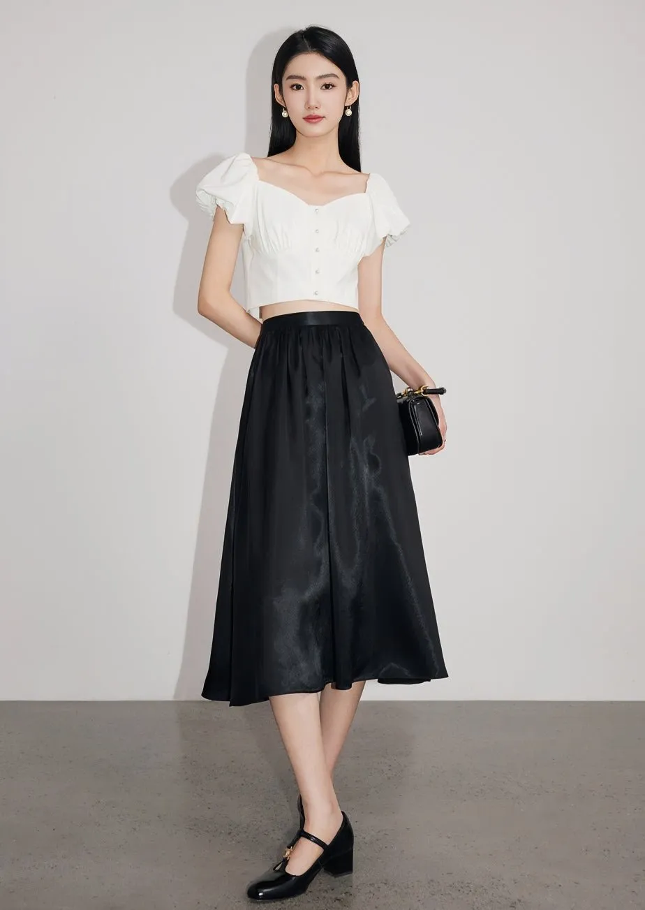 SATIN RETRO SLIM HIGH WAIST SKIRT